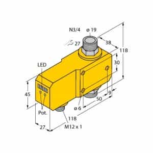 Turck FCI-N3/4D20A4P-LIX-H1141 - Turck Flow Snsr/Amp/Smrt Plg/EZTrk/Encdr