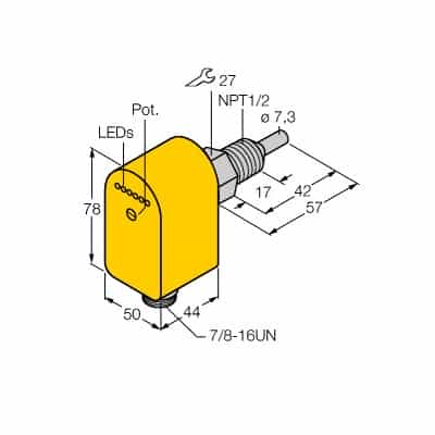 Turck FCS-N1/2A4P-ARX-B1151/115VAC - Turck Flow Monitoring Sensor,42 mm Probe Turck FCS-N1/2A4P-ARX-B1151/115VAC - Turck Flow Monitoring Sensor,42 mm Probe